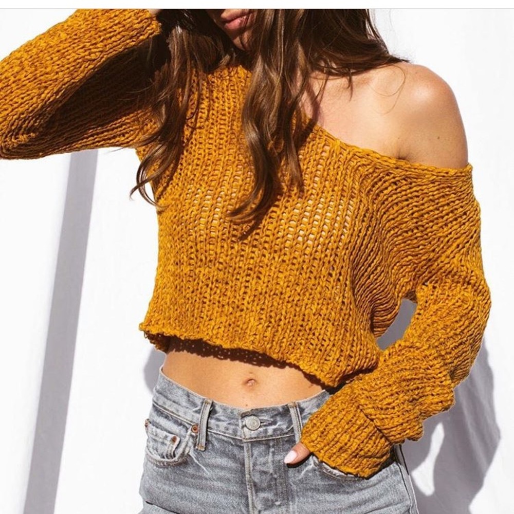 Zara Goldmorning Marigold Cropped Sweater Size S